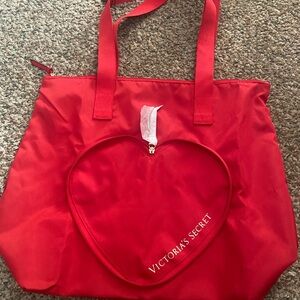 Victoria's Secret Red Tote with Heart Pouch